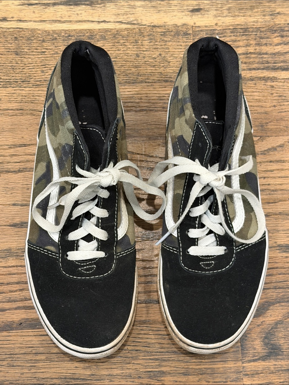 Vans Black and Olive Camo Sk8-Hi Lace-Up Sneakers